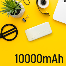 PowerBank Li-Po 10000mAh 2xusb balts