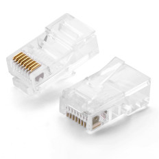 RJ45 8P8C UTP Cat Tip End Plug. 5E läpinäkyvä 100kpl.