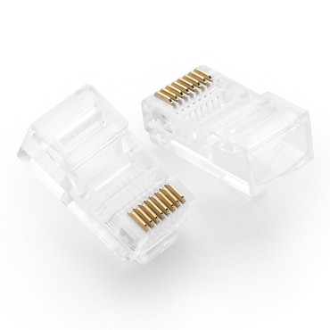 RJ45 8P8C UTP CAT TIP beigu spraudnis. 5 5E caurspīdīgs 100gab.