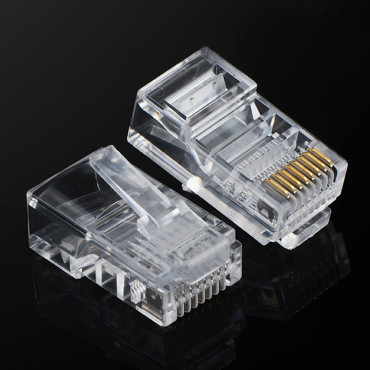 RJ45 8P8C UTP CAT TIP beigu spraudnis. 5 5E caurspīdīgs 100gab.