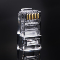 RJ45 8P8C UTP CAT TIP TLUG. 5 5E Transparente 100pcs.