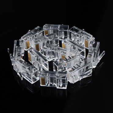 RJ45 8P8C UTP CAT TIP beigu spraudnis. 5 5E caurspīdīgs 100gab.
