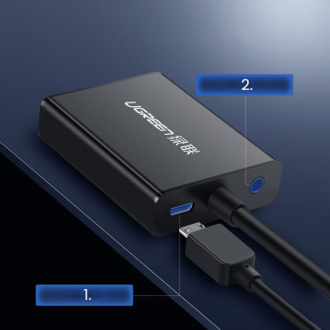 Adaptador Adaptador HDMI - VGA + USB Cabo - Micro USB 1M Black