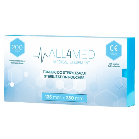 All4med Autoclavable bags 135mm x 250mm 200pcs — packaging