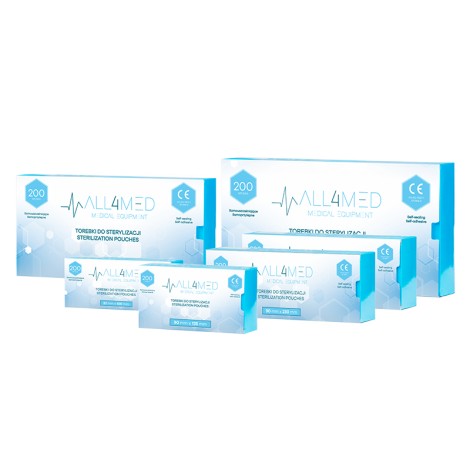 Sachets autoclavables ALL4MED 190mm x 330mm 200 pcs — ensemble présenté