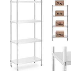 Gastronomisk lagerstålshylde op til 200 kg 80 x 40 x 180 cm