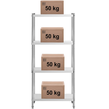 Gastronomski skladiščni jekleni polic do 200 kg 80 x 40 x 180 cm