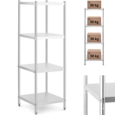 Scaffale per magazzini gastronomici in acciaio fino a 200 kg 60 x 60 x 180 cm