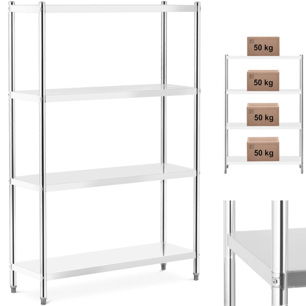 Gastronomisches Lager-Metallregal bis 200 kg 120 x 40 x 180 cm