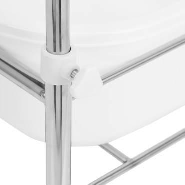 Pedikureskål på hjul, krom — nærbillede af bund