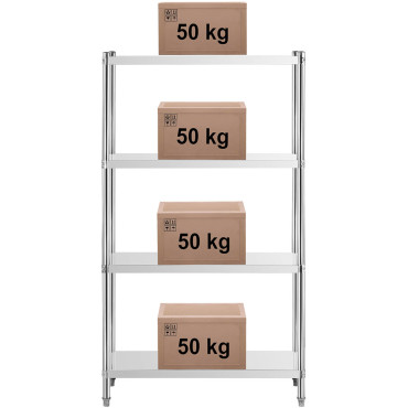 Gastronomisch magazijn metalen rack tot 200 kg 100 x 40 x 180 cm