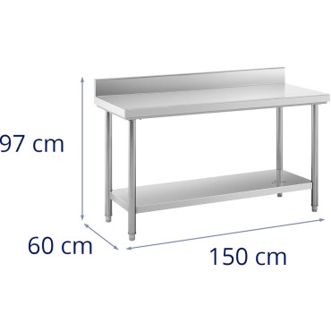 Gastronominis darbo stalas su stovo ir plieno lentyna 150 x 60 cm
