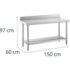 Gastronominis darbo stalas su stovo ir plieno lentyna 150 x 60 cm