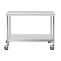 Gastronomic metal table on wheels with a shelf Steel 60 x 120 cm