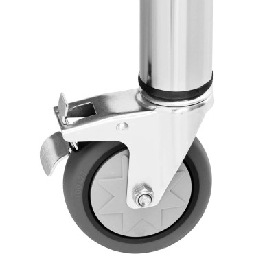 Mesa de metal de gastronomía sobre ruedas con un estante. Acero 70 x 120 cm