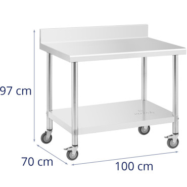 Gastronominis metalo stalas ant ratų su lentynomis ir RAND Steel 70 x 100 cm