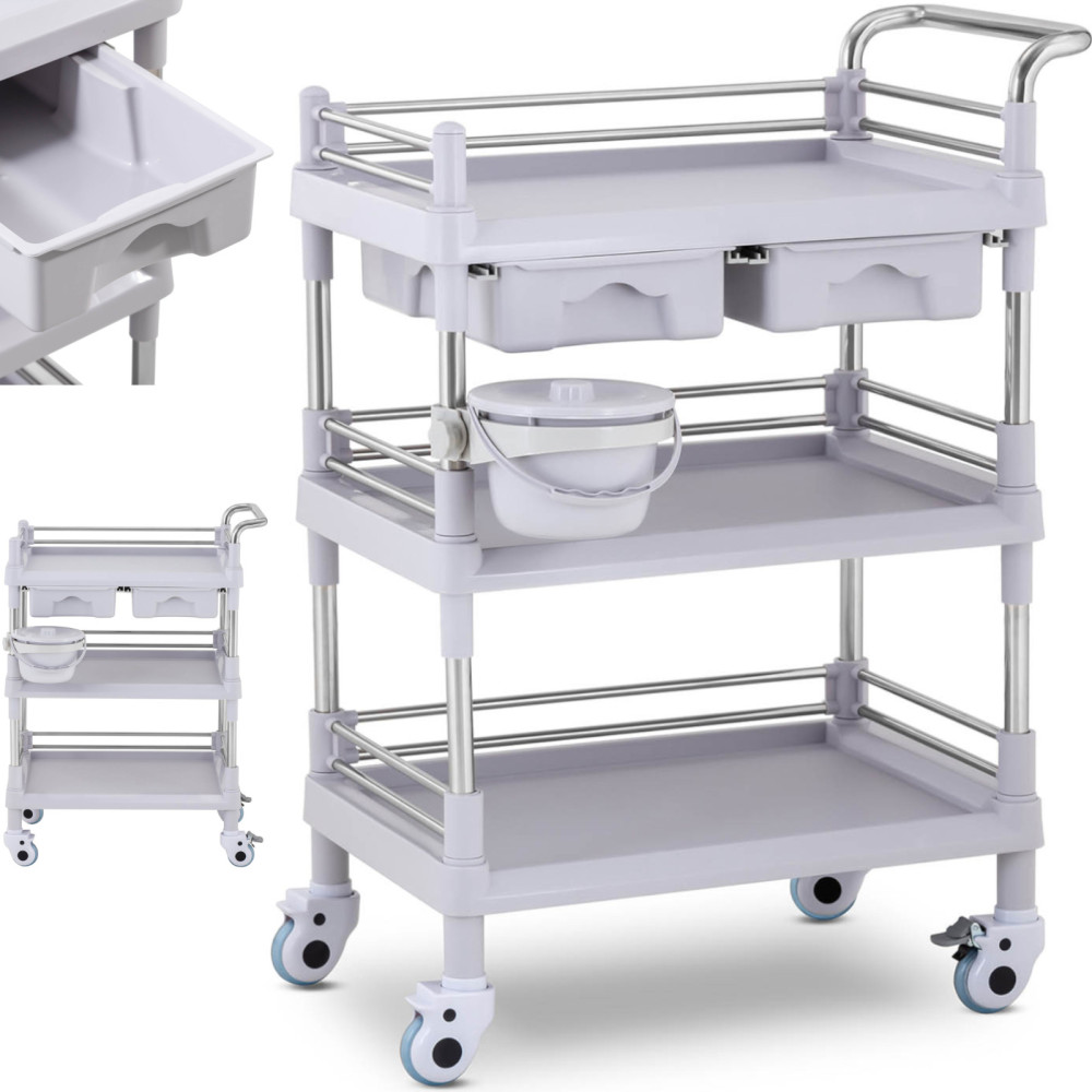 Laboratory trolley Cosmetic 2 drawers 3 shelves 70 x 64 x 99 cm