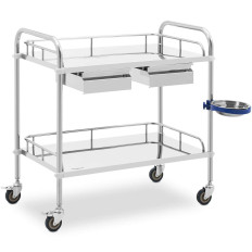 Trolley de laboratorio Acero cosmético con acero 2 cajones 2 estantes 85 x 54 x 28 cm