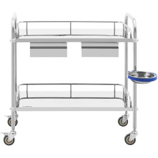 Carrinho de laboratório de aço cosmético com gavetas de aço 2 prateleiras 2 85 x 54 x 28 cm