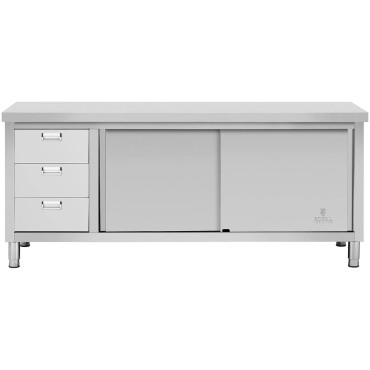 Bancadas de trabalho de mesa com um armário com uma porta com um pedaço e 3 gavetas 200 x 60 x 85 cm