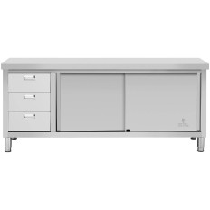 Da tavolo Piano di lavoro con un armadio con una porta con un blocco e 3 cassetti 200 x 60 x 85 cm