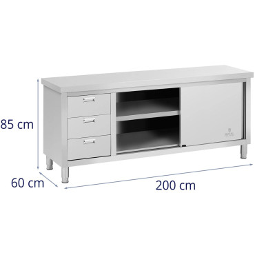 Stalo darbo stalo stalviršiai su spintele su durimis su gabaliukais ir 3 stalčiais 200 x 60 x 85 cm
