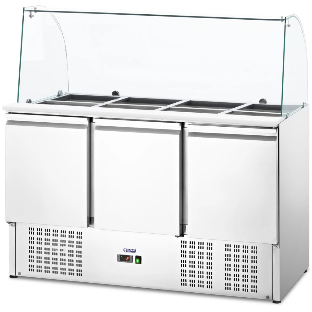 Mesa de refrigerante de salada de 3 portas com lupa 8x GN 368 L