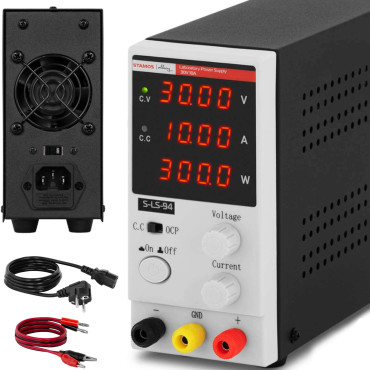 Laboratóriumi szerviz tápegység 0-30 V 0-10 A DC 300 a LED-ben