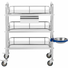 Carrello da laboratorio cosmetico acciaio cosmetico 3 ripiani 1 cassetto 65 x 60 x 86,5 cm 15 kg