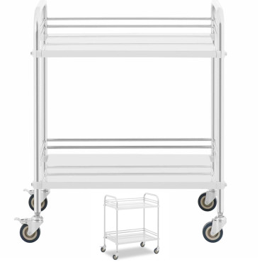 Εργαστήριο τρόλεϊ. Καλλυντικό χάλυβα. Χάλυβα 2 ράφια 73 x 44 x 86 cm 20 kg