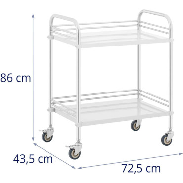 Laboratory vagn. Kosmetiskt stål. Stål 2 hyllor 73 x 44 x 86 cm 20 kg