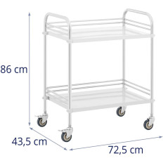 Laboratory vagn. Kosmetiskt stål. Stål 2 hyllor 73 x 44 x 86 cm 20 kg