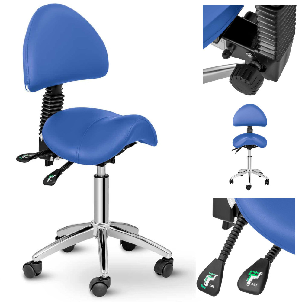 Silla cosmética con respaldo rotatorio Berlín ajustable - Azul