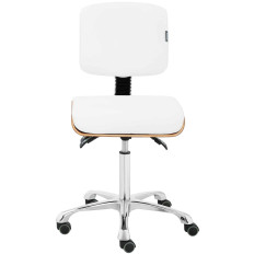 Cosmetic chair with backrest Adjustable Davos - White wood
