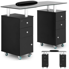 Desk kosmeetika maniküüri tabel koos kappidega ratastel 120 x 51,5 x 81 cm must