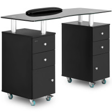 Stalas kosmetikos manikiūro stalas su spintelėmis ant ratų 120 x 51,5 x 81 cm juoda