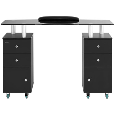 Tavolo da manicure cosmetico da tavolo con armadi su ruote 120 x 51,5 x 81 cm nero