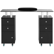 Schreibtisch-Kosmetik-Maniküre-Tisch mit Schränken auf Rädern 120 x 51,5 x 81 cm schwarz