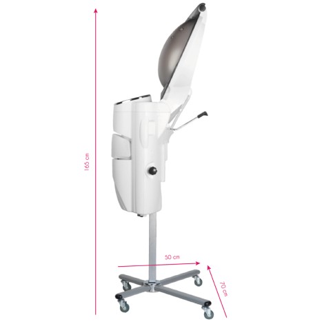 Sauna coiffure sur pied blanc Gabbiano avec ozone actif — vue latérale