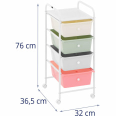 Cosméticos ajudante casa de banho 4 gavetas 36 x 32 x 76 cm - Colorido
