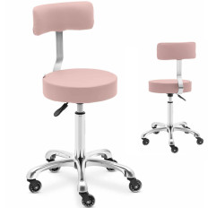 Chair Stool Cosmetic Hoker with backrest on wheels up to 150 kg Wells powder pink