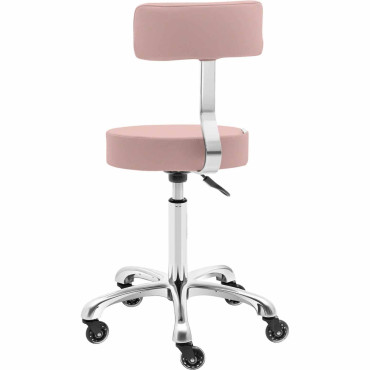 Chair Stool Cosmetic Hoker with backrest on wheels up to 150 kg Wells powder pink