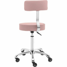 Chaise Tabouret Cosmetic Hoker avec dossier sur roues jusqu'à 150 kg puits Poudre Rose