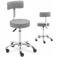 Chaise Tabouret Cosmetic Hoker avec dossier sur roues jusqu'à 150 kg Wells gris foncé