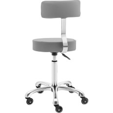 Silla Taburete Cosmetic Hoker con respaldo sobre ruedas de hasta 150 kg Wells Oscuro Gris