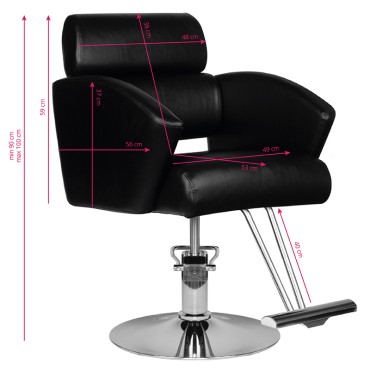Fauteuil de barbier Hair System HS02 noir — vue latérale