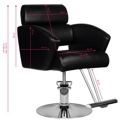 Hair System HS02 Friseurstuhl schwarz — Seitenansicht