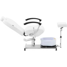 Kosmetik sæde til pedicure med fodskammel og bruserbakke - hvid