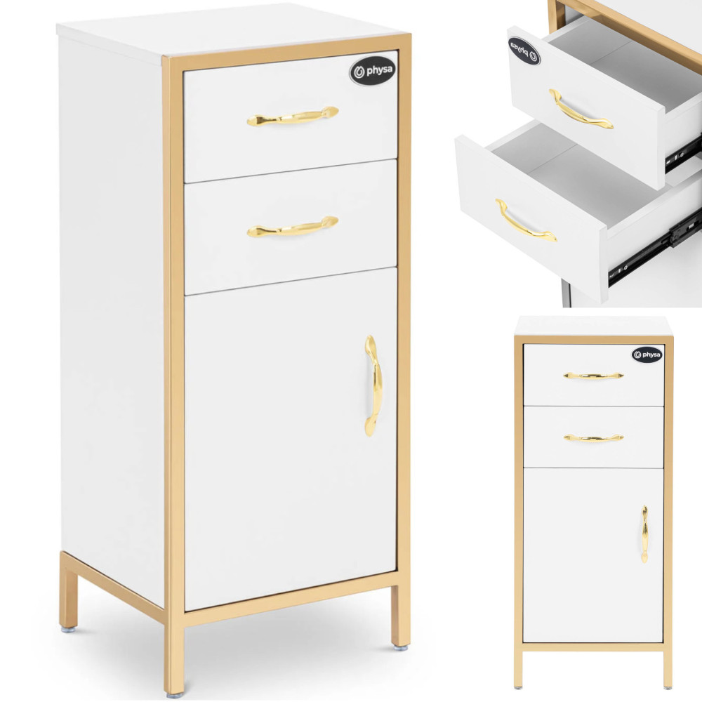 Kosmeetiline kapp 1 kapp 2 sahtlid 30 x 35 x 80 cm - valge kuld