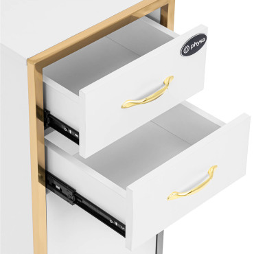 Gabinete cosmético 1 gabinete 2 cajones 30 x 35 x 80 cm - oro blanco